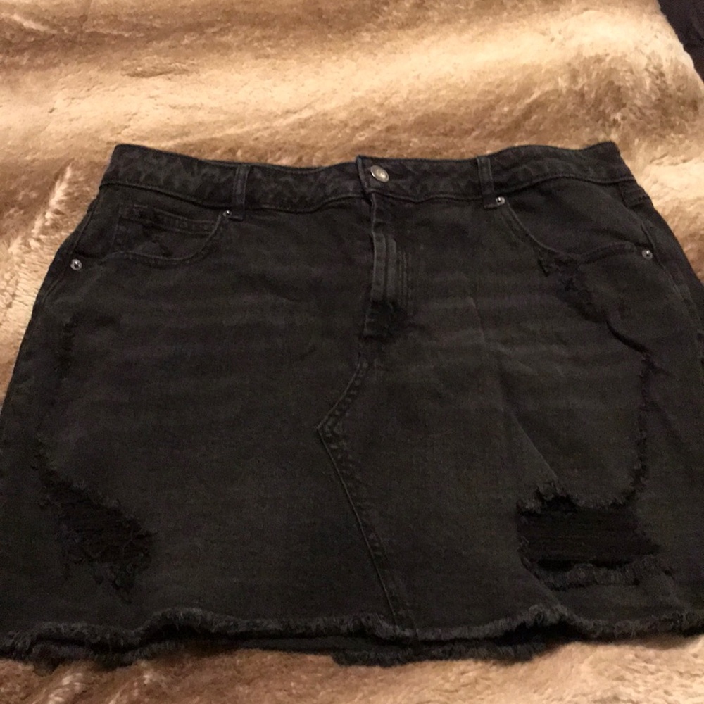 Black Denim Mini Skirt